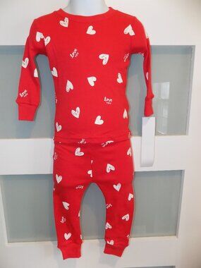 Carter's White Hearts 'Love You' Valentines Day Red 2PC PJ Set Size 12 Months